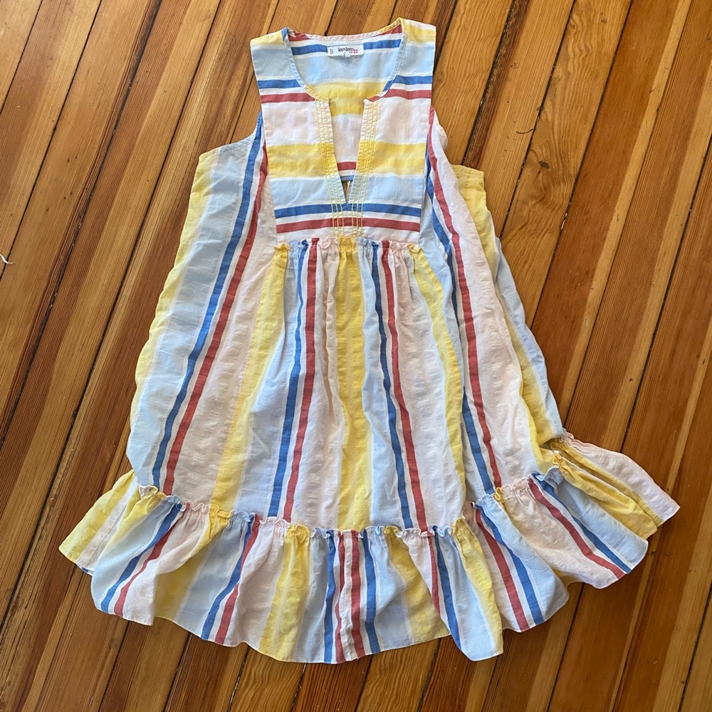 LemLem striped boho mini flared sleeveless dress made in Kenya